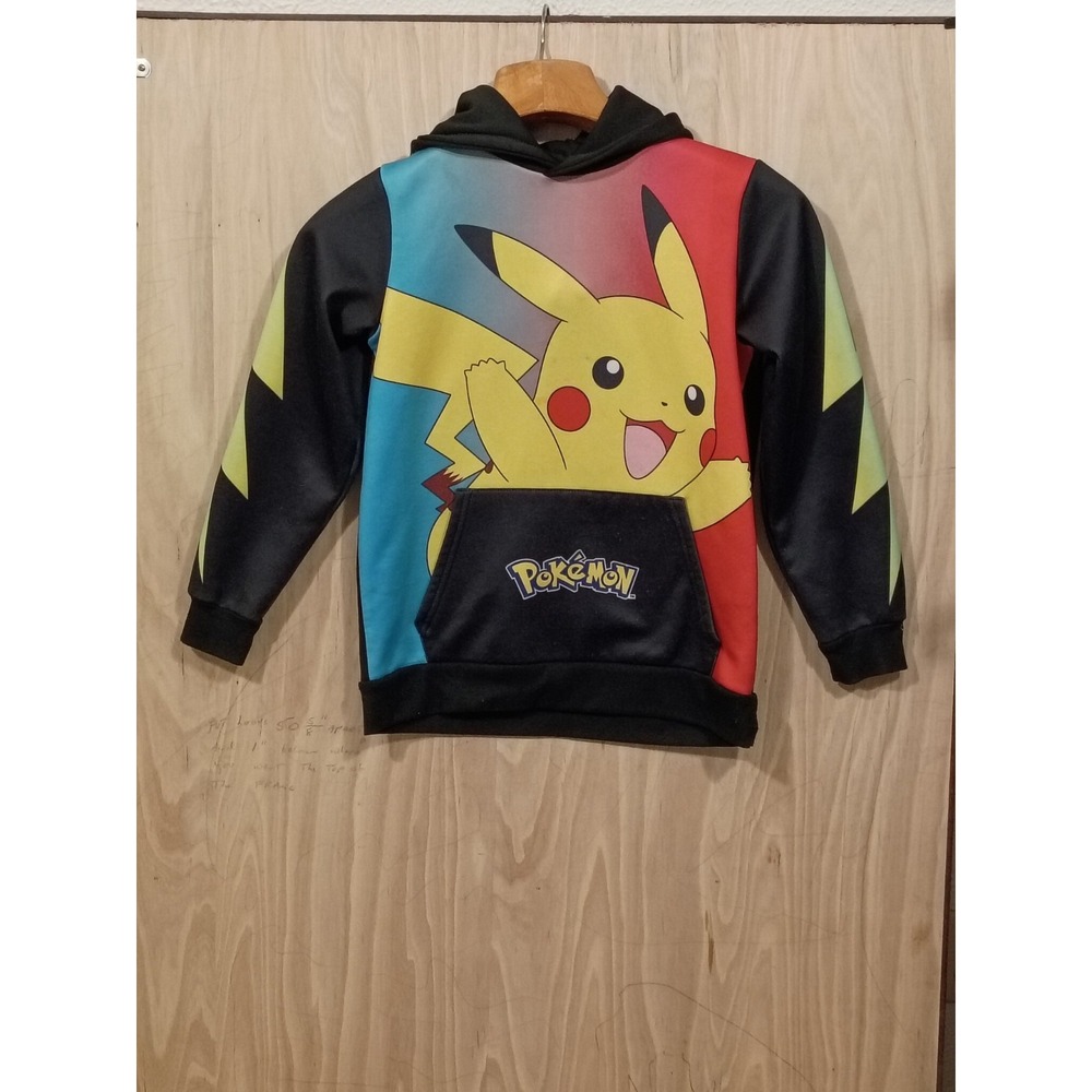 Pokémon Sweatshirt Hoodie Boys Size 9/10 Black‎ Multicolor Pullover.